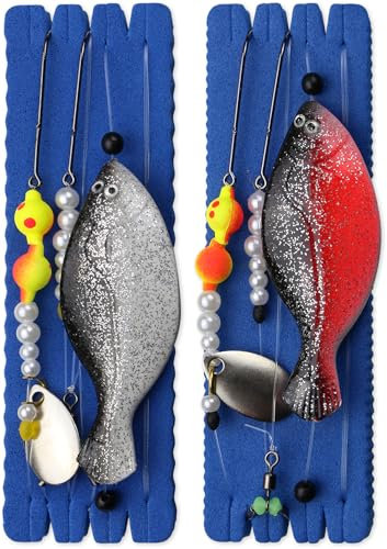 Storfisk fishing & more 2er Set Buttlöffel Vorfach Scholle bleifrei mit Haken, Wirbel, Spinnerblättchen, Gewicht:60 Gramm, Größe:Set 1