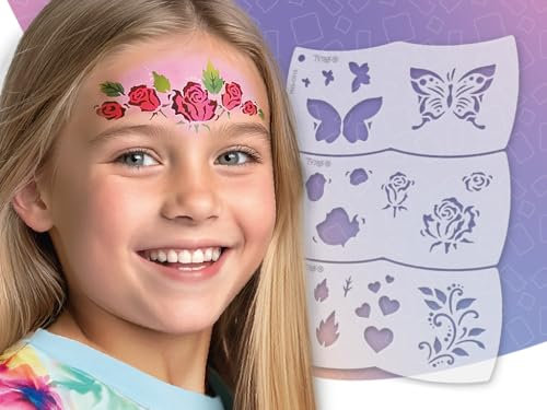TyToo Mosaic Kinderschminke Schablonen | Wiederverwendbare Face paint schablonen für Kinder | Makeup Schablone für Kinder (Schmetterling und Rose)