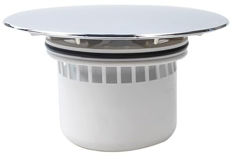 Talea - Tapa de desagüe de ducha cromada, 121 mm, tapa de desagüe de ducha de plástico cromado con cesta de 68 mm QS427C004