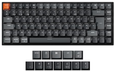 Keychron K2 QMK Clavier de Jeu Mécanique Sans Fil, Disposition 75%, Commutateurs Super Banane, Rétroéclairage LED Blanc et Rechargeable, Bluetooth 5.2 pour Mac/Windows/Linux, Disposition FR- Version 3
