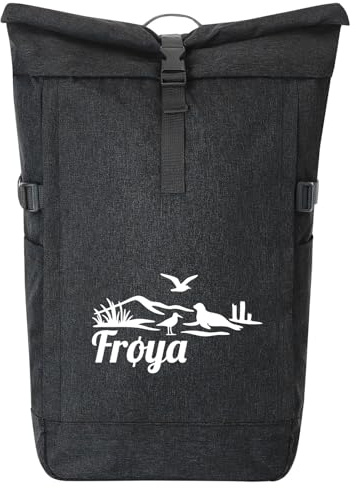 Huuraa Kurierrucksack Frøya Norwegen 30-44 Liter Black Melange Fairtrade Rolltop Rucksack Geschenkidee