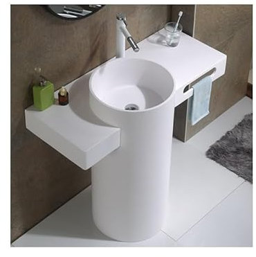 CAFIEDR Lavabo de Salle de Bain, lavabo sur Pied, lavabo à Colonne pour la Maison, lavabo d'hôtel, Meuble sous-Vasque avec Vasque(Un)