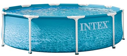 INTEX 28207EP 10Ft X 30In Beachside Metal Frame Above Ground Swimming Pool Set, Includes 330 GPH Cartridge Filter Pump, Puncture-Resistant Material, Rust Resistant, 1185 Gallon Capacity