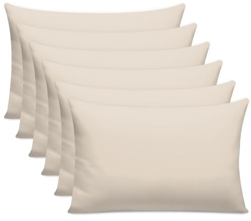 Lazzaro 300 Thread Count Egyptian Cotton Pillow Cases 6 Pack Hotel Quality Taupe Pillow Covers With Envelope Closure