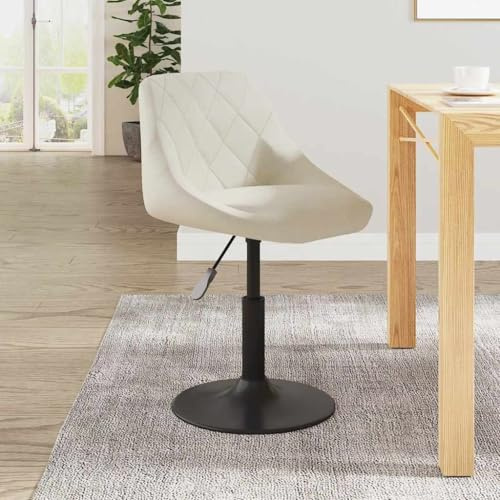 Tonture Barhocker Creme Samt, Höhenverstellbarer Drehbarer Counter Stool mit Rückenlehne, Moderner Küchenstuhl für Insel & Bartisch, Stahlgestell, 46x44x(62,5-77,5) cm