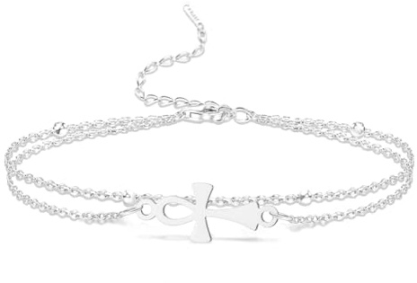 VASSAGO Ankh-Kreuz-Armband, Edelstahl, verstellbar, ägyptische Schlüssel des Lebens, Symbol, Paar-Armbänder, handgefertigt, geflochten, altägyptisch, Schutzamulett, Schmuck, religiös für Damen und