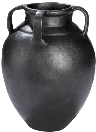 GILDE Vase Antigua aus Aluminium - Grau - Rund - Höhe 25cm x Ø 20cm - wasserdichte Blumenvase