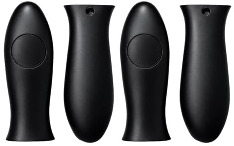 4 Pcs Silicone Handle For Cast Iron Pan & Silicone Pan Handle Covers Small, Silicone Hot Handle Holder Cover, Non-Slip, Heat Resistant, Dishwasher Safe For Pans, Griddles, Cookware (Black)