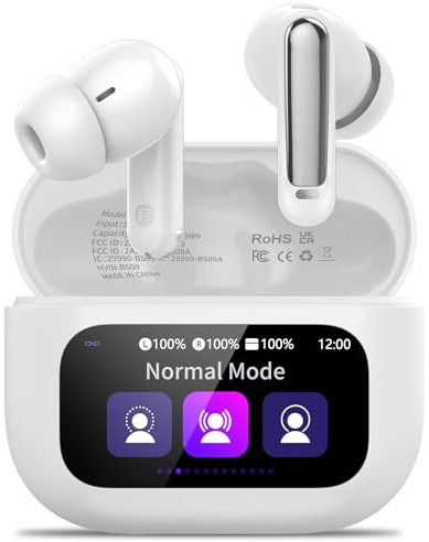 2026 Wireless Earbuds, Bluetooth 5.4 Headphones In Ear with Multifunctional Touch Screen, 48H HiFi Stereo Ear Buds with ANC/ENC Noise Cancelling/Transparency Mode, 5 EQ Modes, IPX7 Earphones for Sport