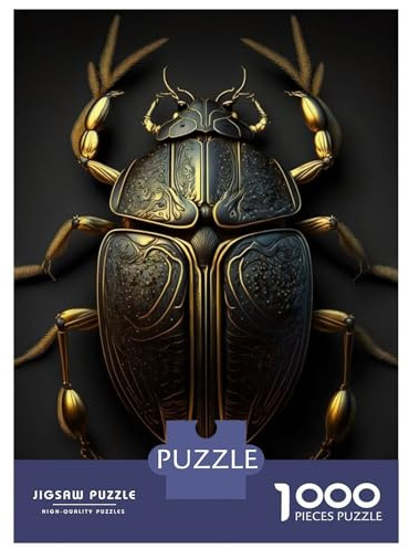 1000-teilige Puzzles Für Teenager Black and Gold Beetle Puzzles Für Erwachsene Denkspiel Wanddekoration Stressabbau Geschenke 38x26cm/1000pcs