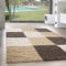 SIMPEX Teppich Wohnzimmer Shaggy Moderne Kariert Design Mokka 160 x 230 cm - Hochflor Teppich Schlafzimmer Extra Weich und Pflegeleicht - Flauschiger Teppich Langflor für Küche Carpet Living Room