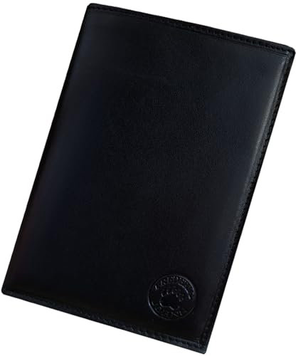 Portefeuille Cuir - Portefeuille Carte Grise - Portefeuille permis de Conduire - Portefeuille RFID - Format 3 Volets - Design français - modèle Tower (Noir)