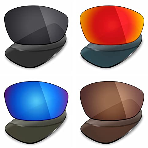 Mryok 4 Pair Polarized Replacement Lenses for Oakley Blender Sunglass - Stealth Black/Fire Red/Ice Blue/Bronze Brown