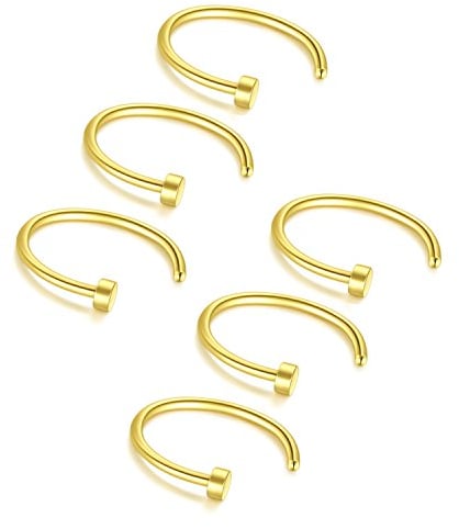 6stk Nasenring Nasenpiercing Fake Nase Lippe Ring Set 20G 18G 16G 6mm/8mm/10mm/12mm Chirurgenstahl Piercing Nasen Schmuck