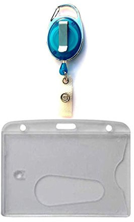 Waizmann.IDeaS® 1x Ausweis-Set Ausweisset - Ausweisjojo Jojo Zipper mit GÜRTELCLIP Kartenhalter Kartenhülle Ausweis Hülle querformat Daumenschub aus Polycarbonat GROSSE FARBAUSWAHL