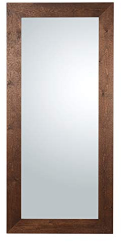 MO.WA Wandspiegel Gross, Großer Holzspiegel Ganzkörperspiegel 82x182 Wenge Braun Holzrahmen Garderobespiegel Flurspiegel Modern Bodenspiegel