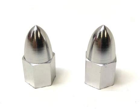 2X Ventilkappen Reifen Ventil Kappe Silber Spitz – Passend für Roller, Mofa, Moped – Patronen-Design