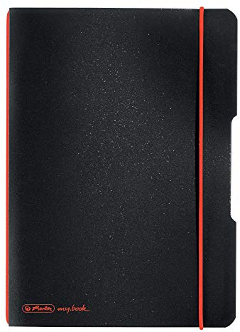 Herlitz 11361557 Notizheft flex A5, 40 Blatt kariert, schwarz, 5 Stück