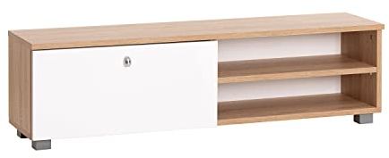 MyosHome - Mueble TV Salon Mesa para TV Color Roble y Blanco 120 x 30 x 34 cm. Hades