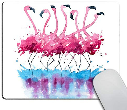 Wasach Tapis de souris motif flamants roses à l'aquarelle, 240 mm x 200 mm x 3 mm