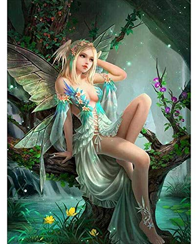 Forest Elf Magic Fairy Diamond Painting Kit für Erwachsene 5D Full Square Drill DIY Arts & Crafts Bling Artwork Decor Gift Set mit Kristall Strasssteinen 30x40 cm