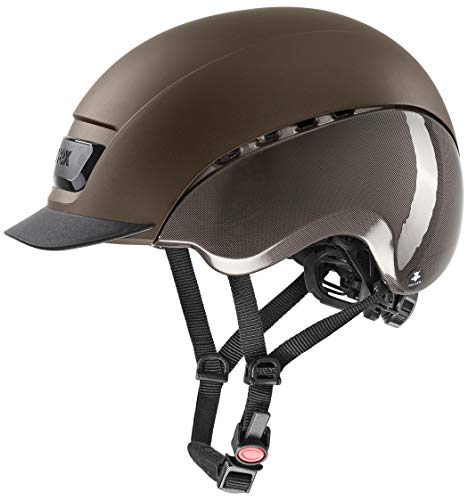 uvex elexxion tocsen - robuster Reithelm für Damen und Herren - inkl. Tocsen-Sturzsensor - individuelle Größenanpassung - Mocca - 57-59 cm