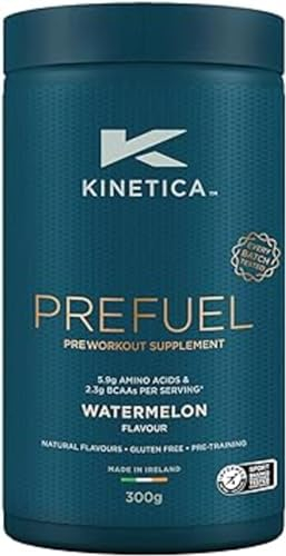 Kinetica Sports Prefuel Pre Workout - Wassermelone | 5.9g Aminos, 2.3g BCAA & 95mg Koffein/Portion, 30 Portionen/300g | Mit wichtigen Vitaminen & Mineralien | Unterstützt Leistung & Energie