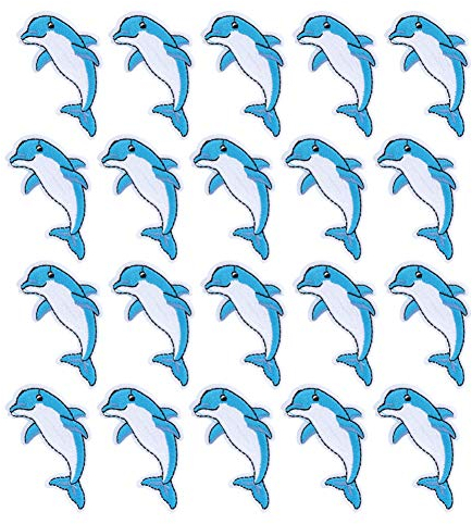Fdit 20Pcs Dolphin Patches Patch Aufkleber Cute Patch Aufbügeln Kleidung Patches Meerestiere Applique Patches für DIY T-Shirts Jeans Kleidung Taschen