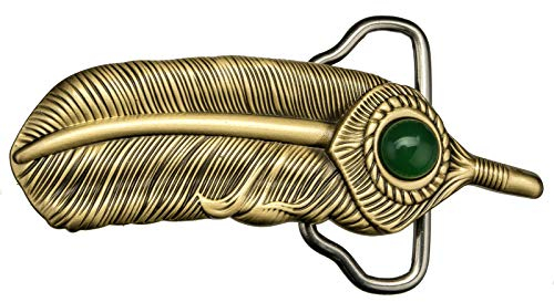 Piratenladen Buckle Indianerfeder, massives Messing, Indianer Feder, Gürtelschnalle