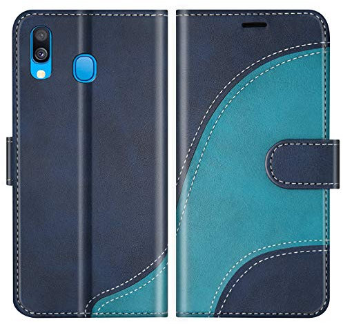 BoxTii Coque pour Galaxy A40, Portefeuille Etui en Cuir PU, Magnétique Protection Housse Coque pour Samsung Galaxy A40, Bleu