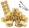 TIANZD 10 Pièces 50 ml Vide Rond Or Pots en Aluminium Cosmétiques Pot Canettes Bocaux Conteneurs 5ml for Fait Main Bougies Crème Baume Voyage, 3x aluminium cuillère, 10x Étiquettes
