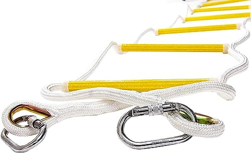 ISOP Scala di Prolunga Antincendio di Emergenza 2,5 m Scala di Sicurezza Antincendio con Moschettoni - Gancio Rapido e Facile da Usare - Compatto e Facile da Riporre - Portata fino a 900 kg