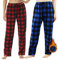 YUSHOW 2er Pack Pyjamahose Damen Lang Fleece Karierte Schlafanzughose Winter Weich Nachtwäsche Pyjama Hose Soft Freizeithose Weihnachts Pyjama mit Kordelzug, Red Plaid+Blue Plaid(2 Pack Größe S