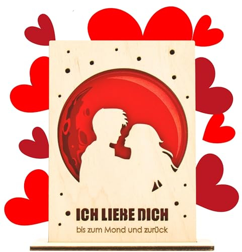 Valentinstag Liebesgrußkarten aus Holz | Drücken Sie Ihre herzliche Zuneigung aus | Für ihn/sie | Familie | Freunde l Ich Liebe Dich