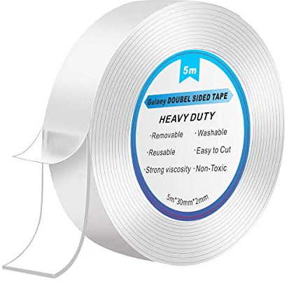 Gulaey Nano Adhesive Tape 5M*3CM*2MM, Double Sided Tape Heavy Duty, Nano Tape,Multipurpose No-Trace Removable Glue Tape,Washable Strong Sticky Wall Tape Strips for Paste Items,Household