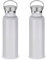 Volhoply 600ml Insulated Water Bottles Bulk Two Pack,Stainless Steel Double Wall Sport Bottle with Lid of Handle,Metal Reusable Flask with Cup Cap for School,Cyclists,Gift (White,Set of 2)