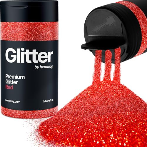 Hemway Premium Glitter Shaker - Red | Microfine Metallic Flake Sequins for Resin & Epoxy Crafts | Craft Supplies for Tumblers, Festival, Hair, Face, Body, Eye & Nail Art | 125 g