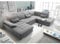 Wohnlandschaft mit verstellbaren Kopfstützen und Schlaffunktion in dunkelgrau | Sofa in U-Form mit Bettkasten rechts