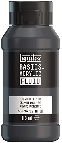 Liquitex 8870419 Basics Fluid - Peinture acrylique à consistance fluide, à séchage rapide, résistante à la lumière, imperméable, à base d'eau, Flacon de 118 ml, Graphite Iridescent