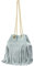 modamoda de T244 Damen Schultertasche Wildleder mit Fransen und Goldkette handmade in Italy, Farbe:Eisblau