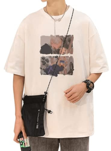 Y2K T-shirt graphique vintage peinture à l'huile pour homme et femme, blanc, L