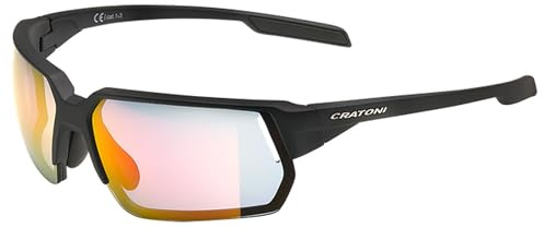Cratoni C-Ice NXT Brillen Schwarz Matt, Glas Klar, Rot Verspiegelt Einheitsgröße