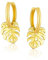 Mary & Jules Ohrringe Gold mit Monstera Blatt Anhänger, 925 Sterling Silber, vergoldet, Damen Creolen Gold für Frauen und Mädchen, Monstera Creolen aus recyceltem Silber