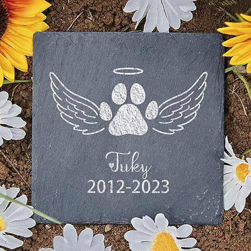Piedra Conmemorativa Personalizada Para Mascotas - Grabado Personalizado Nombre Y Fecha De Los Perros,Regalos Personalizados Para La Pérdida De Mascotas Placa Marcadora De Tumbas Para Perros Lápida,