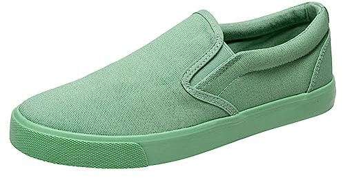 Jamron Uomo Colore Solido Slip On Scarpe di Tela Sneakers Moda Casual Plimsolls Avocado SN0706142 EU44