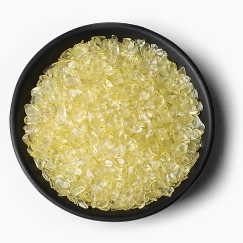 3–5 mm Naturstein, Kies, Quarzspäne, Mineralien, Reiki-Heilung, getrommelter Probenstein, Heim-Aquarium-Dekoration, Nr. 39, gelbes Glas, 50 g