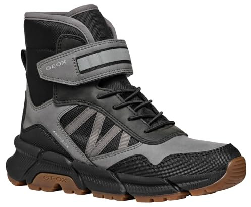 Geox J FLEXYPER PLUS BOY, Snow Boot, GREY/BLACK,