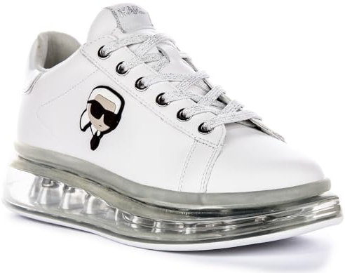 Karl Lagerfeld Kapri Kushion NFT Lo Lace Clear Sole Low Cut High Women's Synthetic Trainers (Weißsilber, EU 38)