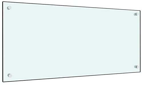 Homgoday Paraschizzi da Cucina, Protezione Resistente al Calore e ai Graffi per Fornelli, Pannello Decorativo da Parete Antigraffio, Protezione per Piastrelle, Facile da Pulire, Bianco 90x40 cm, Vetro
