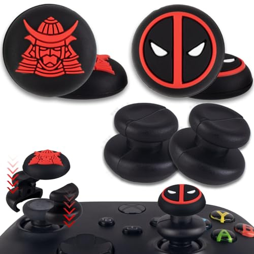 PlayRealm NO Falling Off Thumbstick Extender x 2 & Thumb Grip x 4 for xbox series & xbox one Controller (Immortal Samurai)